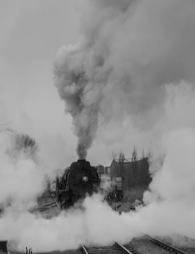 Wreathed in atmospheric smoke, S-160 No. 1225 on the Polar Express bound for the furthest reaches of Wensleydale (Redmire)