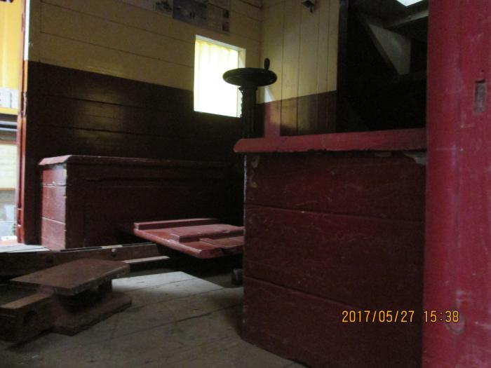 A look inside one of the Barnard Castle snow ploughs - the brake wheel with its handle can be seen on the far side of the vehicle floor