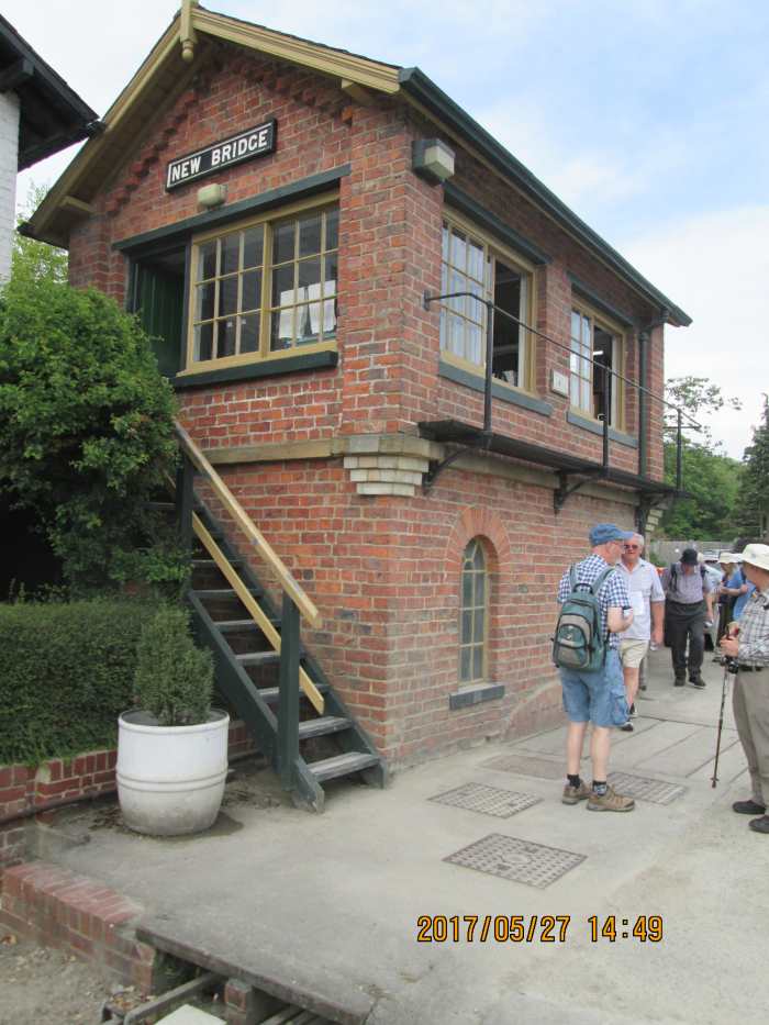 From the south side of New Bridge signal cabin, built in the style of the North Eastern Railway's Central Division with round-topped windows that hide the store room.