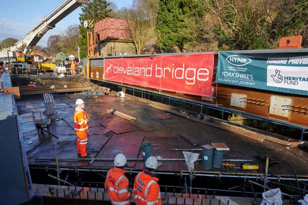 Work on the bridge deck by Cleveland Bridge & Engineering Ltd (CB&EL) of Darlington. VolkRail cranes took the strain of lifting the old Bridge 27 before CB&EL got to grips...