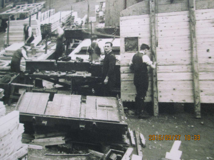 The timber store and sawmill, intermediary between underframe assembly and paintshop, a hive of activity in building new wagons or vans and replacements for burgeoning traffic to all corners of mainland Britain