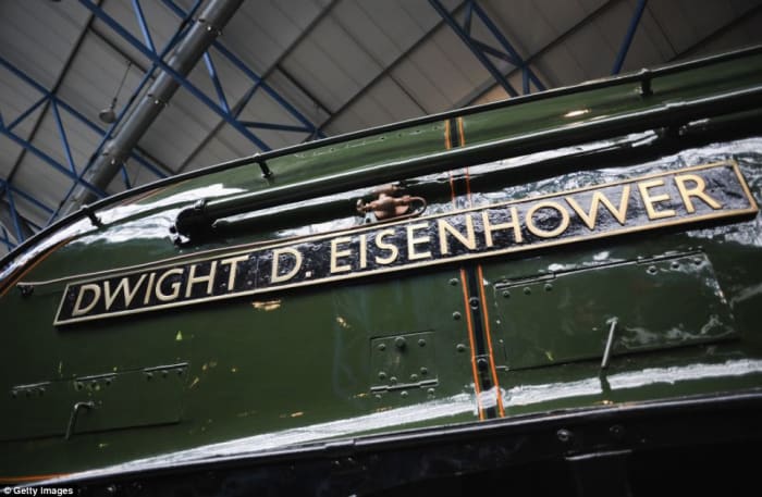 Nameplate on A4 'Dwight D Eisenhower', recently returned from the US for restoration along with 'Dominion of Canada' from the Canadian collection