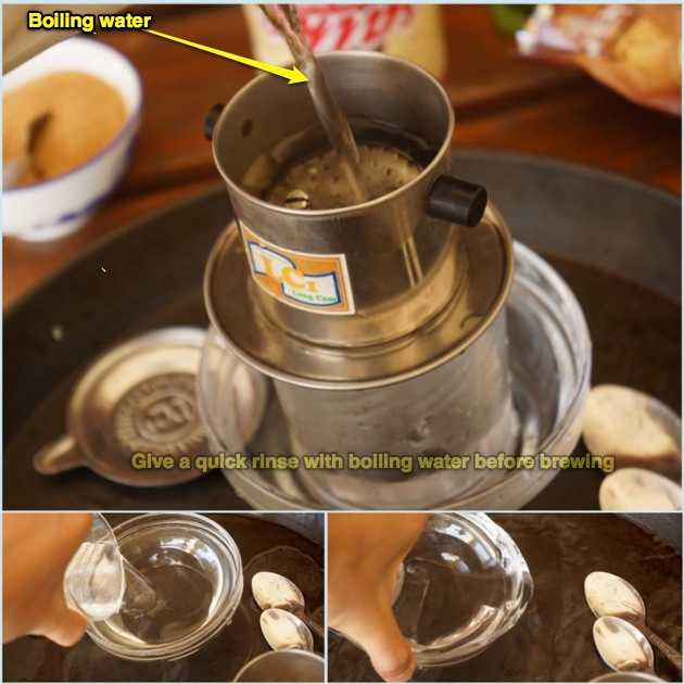Warm up tools: Pour hot water over the filter and the bowl then get rid of the water.