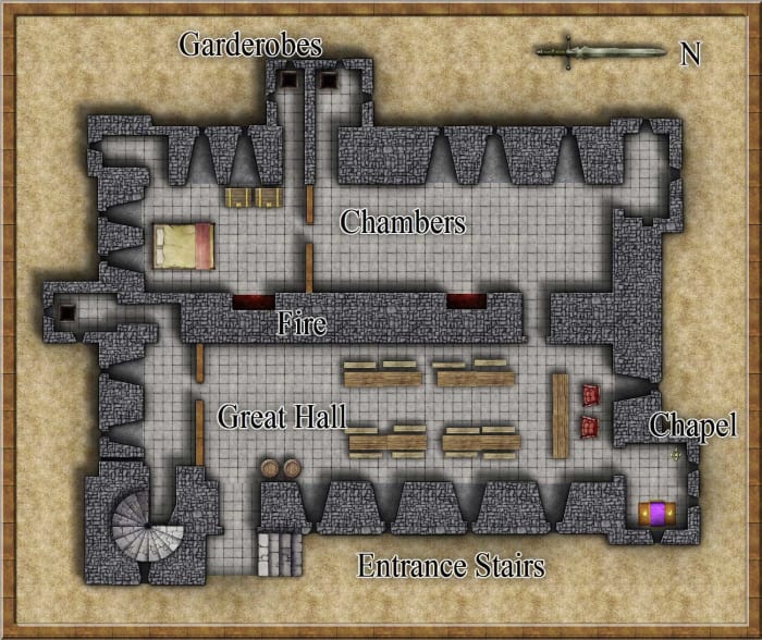 Keep plan shows position of feasting hall - you can walk around the site, owned by English Heritage. This shows the east-west axis of the keep (tower residence)