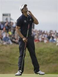 Even with a "cheater's putter" (beguiled that same day by a true champion athlete, Gary Player), he choked at the last hole giving the tournament to Ernie Els. Having new superpowers can be awkward, it takes time to learn to use them well.