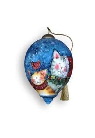 Here's A Cat Ornament Made From Glass By Ne'Qwa Art. It's Colorful And Festive, Purrfect To Hang As A Decoration For Your Christmas Tree And Lovely Enough To Give To A Cat Lover. Image Credit: Amazon