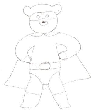This shows Beth's rough sketch of Baby Bear’s toy, which shows up a couple times in the book.