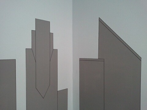 This shows where the Gotham City skyline wraps around the corner where the headboard of the bed is.