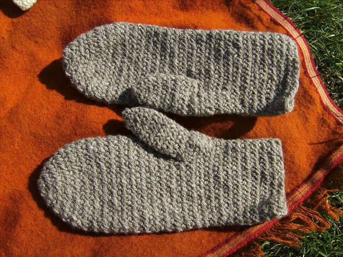 Sturdy Naalbinded Mittens--a hardy people learned how to make knitted items to ward off the cold.