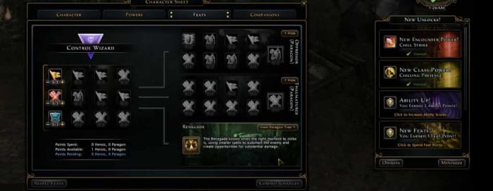 Distribute feat points to make the control wizard a maniac of control and destruction in the battlefield.