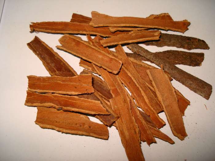 Cinnamon harvested in Pakistan. This spice is actually the bark from the cinnamon tree.