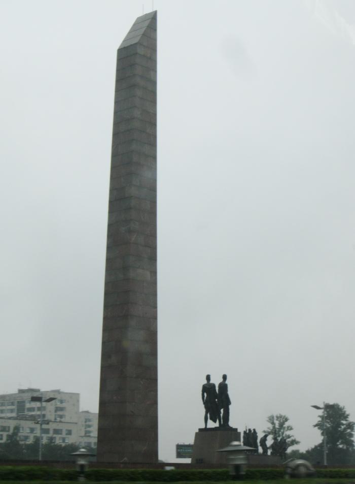 Oblisk in the Monument on Victory Square in Ploshchad Pobedy (Victory Square) in St. Petersburg, Russia