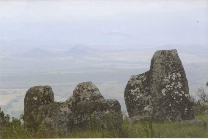 A Golden Mean spiral perfectly links Adam's Calendar, the Stone Altar just north of it, and two pyramids in the calley