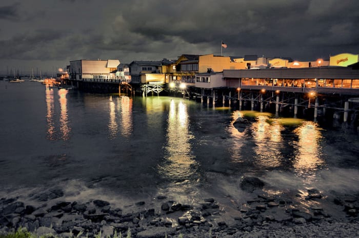 Fisherman's Wharf at night.