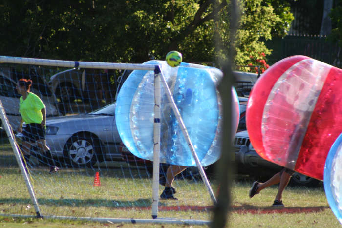 I've not yet seen a ball fall through the hole at the top of a bubble, but I am sure it is only a matter of time. :)
