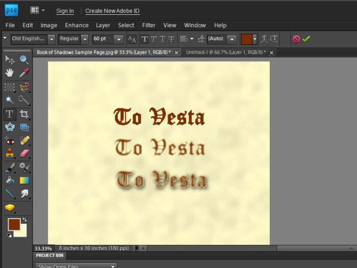 Notice how plain text looks different from text with an inner glow, and then it looks even more different with a shadow. Fool around and see what combinations you like.