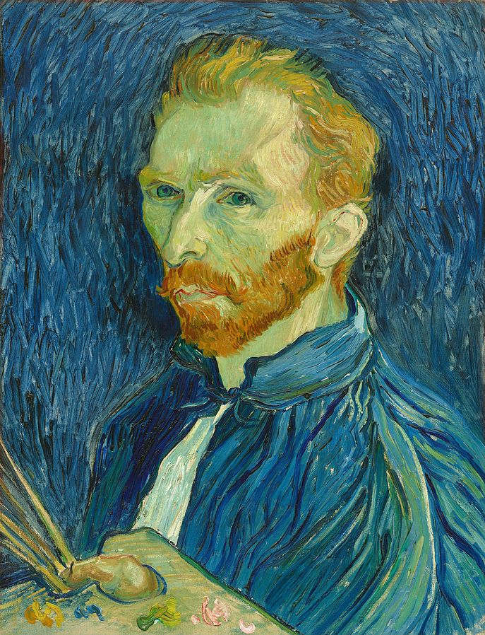 Painted after he cut off his left ear, most (not all) of his self portraits were from the right side because he looked in a mirror and that is the side he saw.