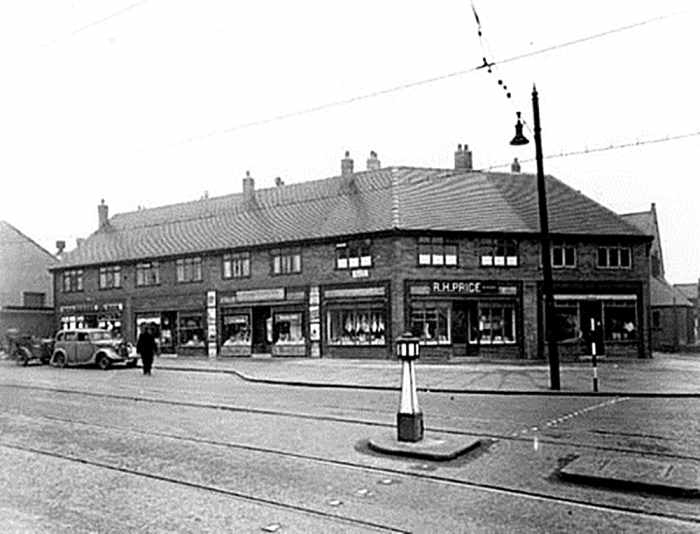 The shops on Balm Road,Hunslet, in the 1940s. Gallons, the food shop where grandma worked, was on the left.