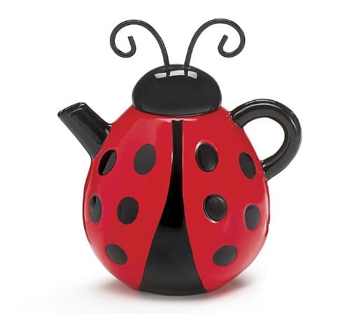 This teapot that looks like a bright red ladybug doesn't have to fly away home--it's found a home in my kitchen.