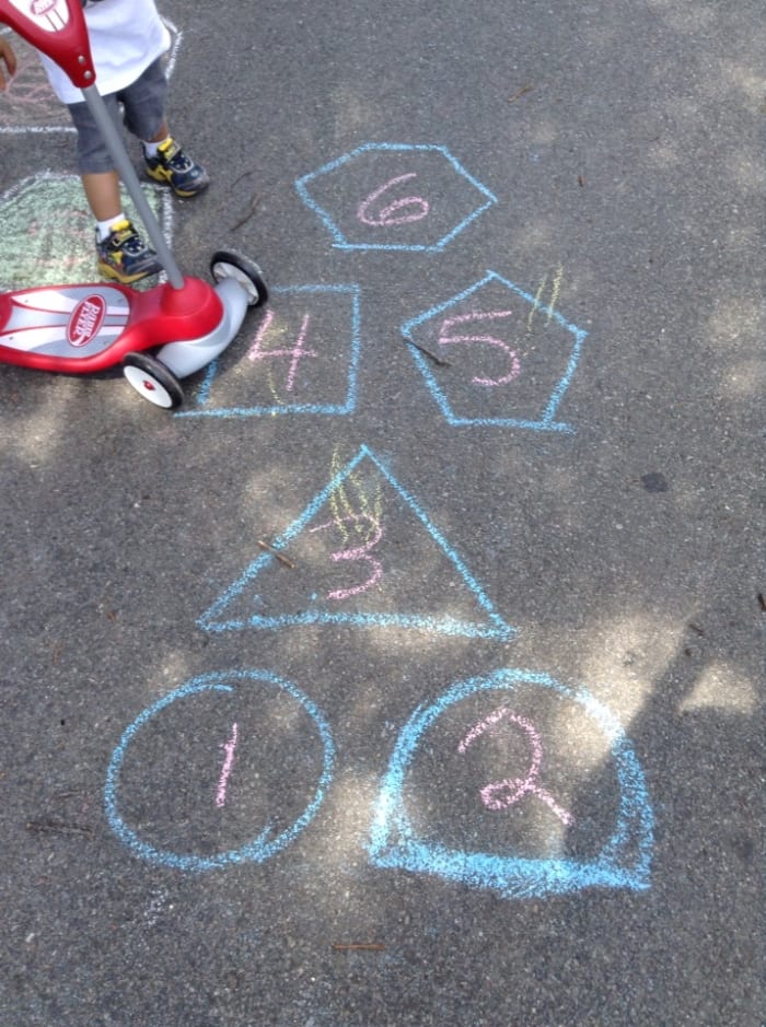 Circle for 1, Semi-circle for 2, Triangle for 3, Square for 4, Pentagon for 5, Hexagon for 6, etc. etc.