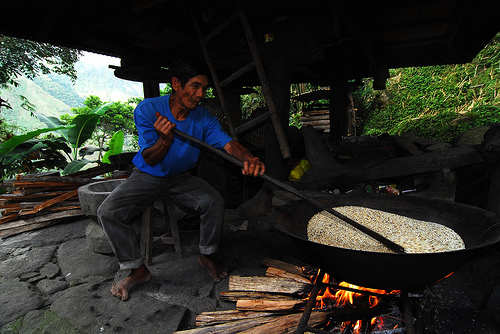 A Native Ifugao Roasting Rice to Make Tapuy Rice Wine (Photo courtesy by Greenpeace Southeast Asia from Flickr.com)