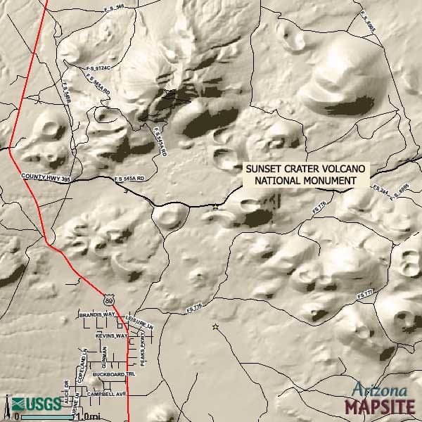 Old volcano district in Northern Arizona. There was great volcanic action at the beginning of the Tertiary period.