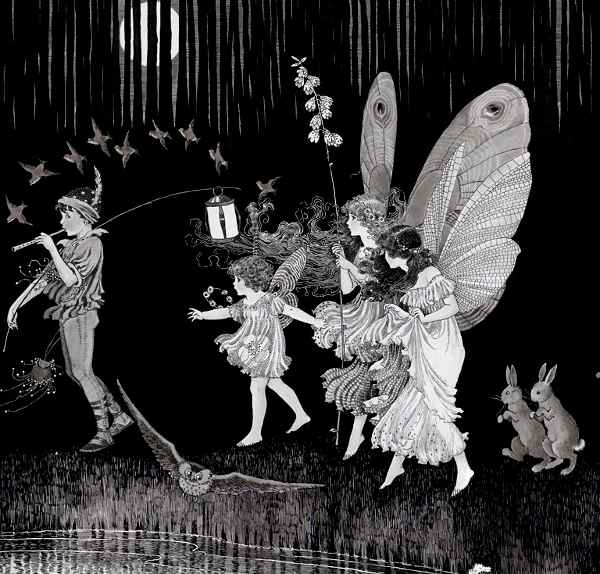 Here we show a portion of 'Jack O'Lantern' - it is from Ida Rentoul Outhwaite's suite published in "Elves and Fairies" (1916).
