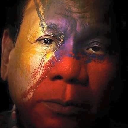 The Philippine Flag overlays President Duterte's face in this digital art presentation