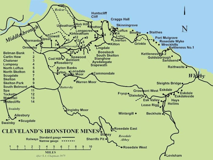 Cleveland's ironstone mines - shown here - were sometimes only accessed with difficulty. Rosedale's mining was amongst the hardest to reach, with steep gradients and reached by a self-acting incline to the north of 1:5 or 20%