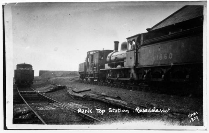 At Ingleby Bank Top one of the Class P (LNER J24) 0-6-0 tender engines rests with a 'birdcage' brake van and one wagon