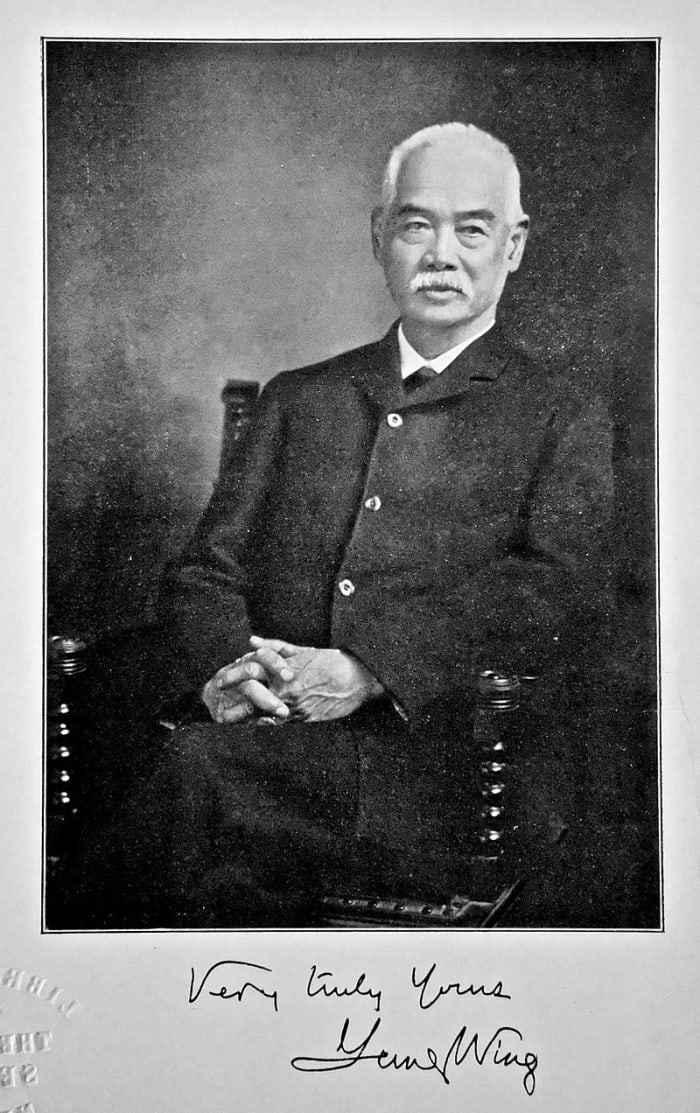 By the 1870s, China would actively encourage the movement of Chinese overseas, such as the Chinese Education Mission to the US under the pictured Yung Wing.