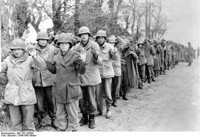 At least 7,000 American soldiers of the 106th Infantry Division surrendered to German troops on December 16th & 17th 1944 in the opening phase of the Battle of the Bulge.