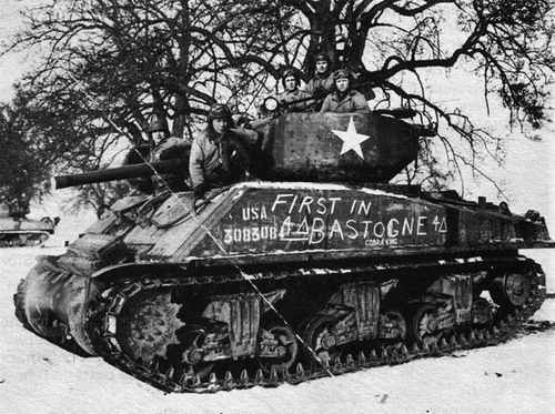 The main American battle tank the M-4 Sherman medium tank not a match for the German Tiger tank. American leaders based their hopes of overwhelming the battlefield with their Sherman tanks, over 50,000 had been produced by the end of 1944.