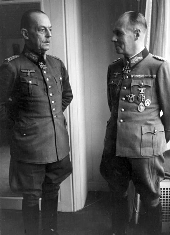 Erwin Rommel, December 1943 with Rundstedt (on the left). Rommel would be poisoned by the Gestapo after Hitler determined he was involved in the July 1944 assassinate plot.