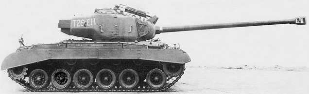 Another view of the M26 Super Pershing tank it was used in the Battle of Aachen by Patton's troops. Few M26 Super Pershing tanks would make it to the battlefield before the German Army surrendered.