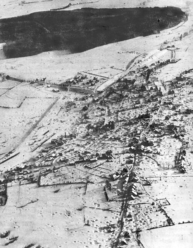 Saint Vith, Belgium December 1944. Saint Vith was a vital road junction in the Ardennes. The town was located near the Losheim Gap a traditional invasion route for German troops.