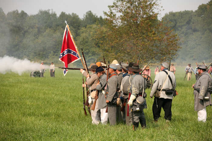 Meeting people with similar interests is a great way to make friends, like in this civil War reenactment group!