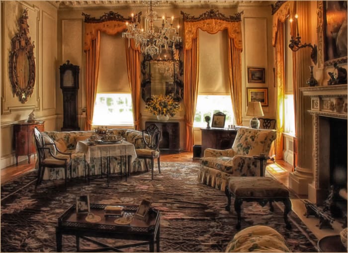 One of the rooms in the Mansion, featuring antique charm and family comfort