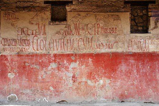 From the Smithsonian Magazine. Roman wall art, or graffiti excavated from the ruins in Pompei.