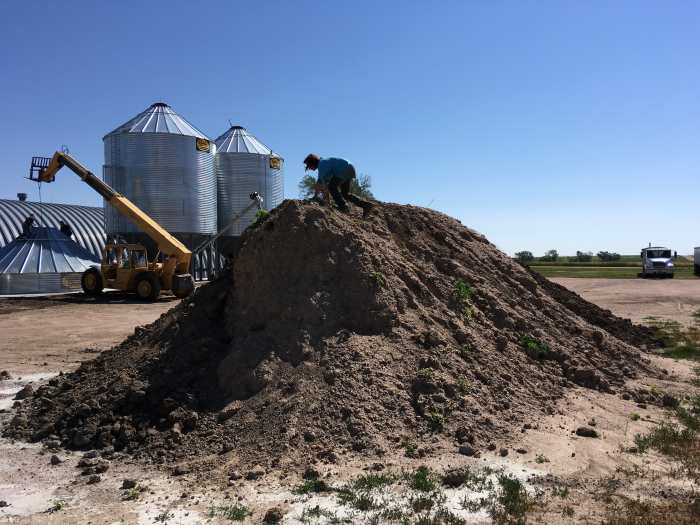 The dirt removed during site prep was moved to the edge of the big driveway, away from grass and out of the way of traffic patterns.