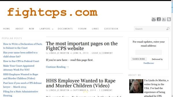 The FightCPS website provides support and information to families falsely accused of child abuse or neglect.