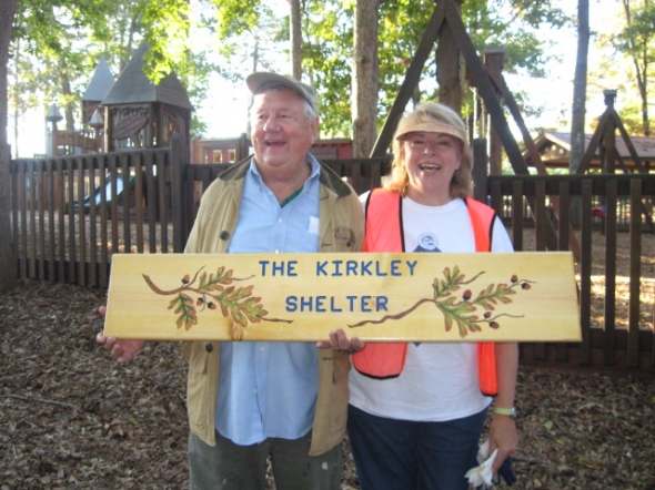 Kirkley Shelter at Veterans Park Thank you to Ed and Davie Kirkley - On October 15, 2011 Friends of the Park named Shelter 3 in honor of the Kirkleys for all the work they have done for our Veterans Park.