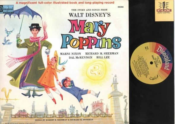 Walt Disney's "Mary Poppins" Disneyland Records Storyteller ST-3922 12" LP Vinyl Record (1964) Gatefold Cover w/ Illustrated Book
