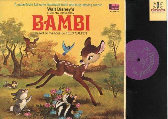 Walt Disney's "Bambi" Disneyland Records Storyteller ST-3903 12" LP Vinyl Record (1969) Gatefold Cover w/ Illustrated Book