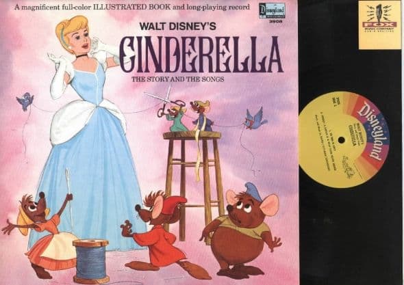 Walt Disney's "Cinderella" Disneyland Records Storyteller ST-3908 12" LP Vinyl Record (1960) Gatefold Cover w/ Illustrated Book