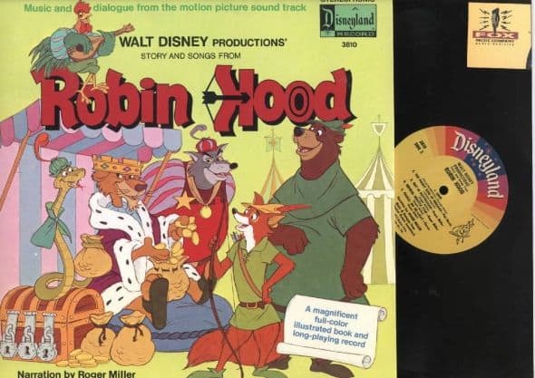 Walt Disney "Robin Hood" Disneyland Records Storyteller ST-3810 12" LP Vinyl Record (1973) Gatefold Cover w/ Illustrated Book
