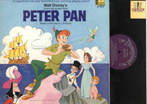 Walt Disney's "Peter Pan" Disneyland Records Storyteller ST-3910 12" LP Vinyl Record (1969) Gatefold Cover w/ Illustrated Book