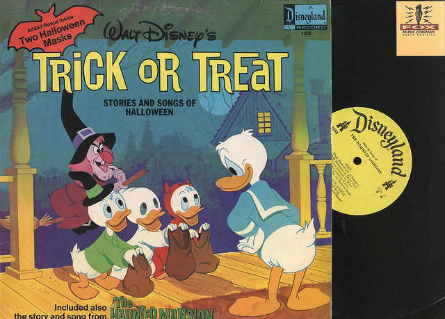 Donald Duck "Trick-or-Treat: Stories and Songs of Halloween" Disneyland Records 1358 12" Vinyl Record with Two Halloween Masks