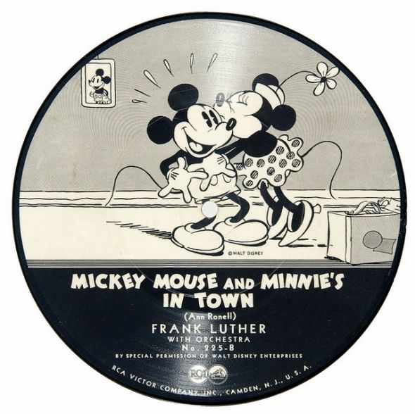 Frank Luther and His Orchestra "Mickey Mouse and Minnie's Mouse In Town" RCA Victor 225 B 7" 78 rpm Shellac Record Silly Symphony