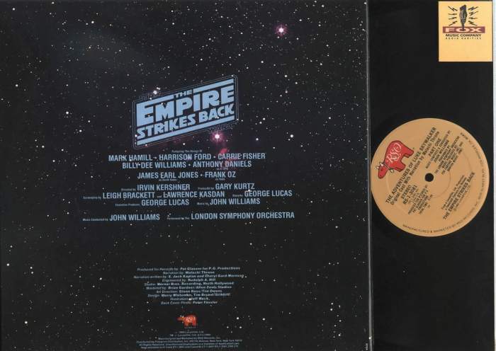Back Album Cover Star Wars "Empire Strikes Back" The Adventures of Luke Skywalker RSO Records RS-1-3081 12" LP Vinyl Record, US Pressing (1980)